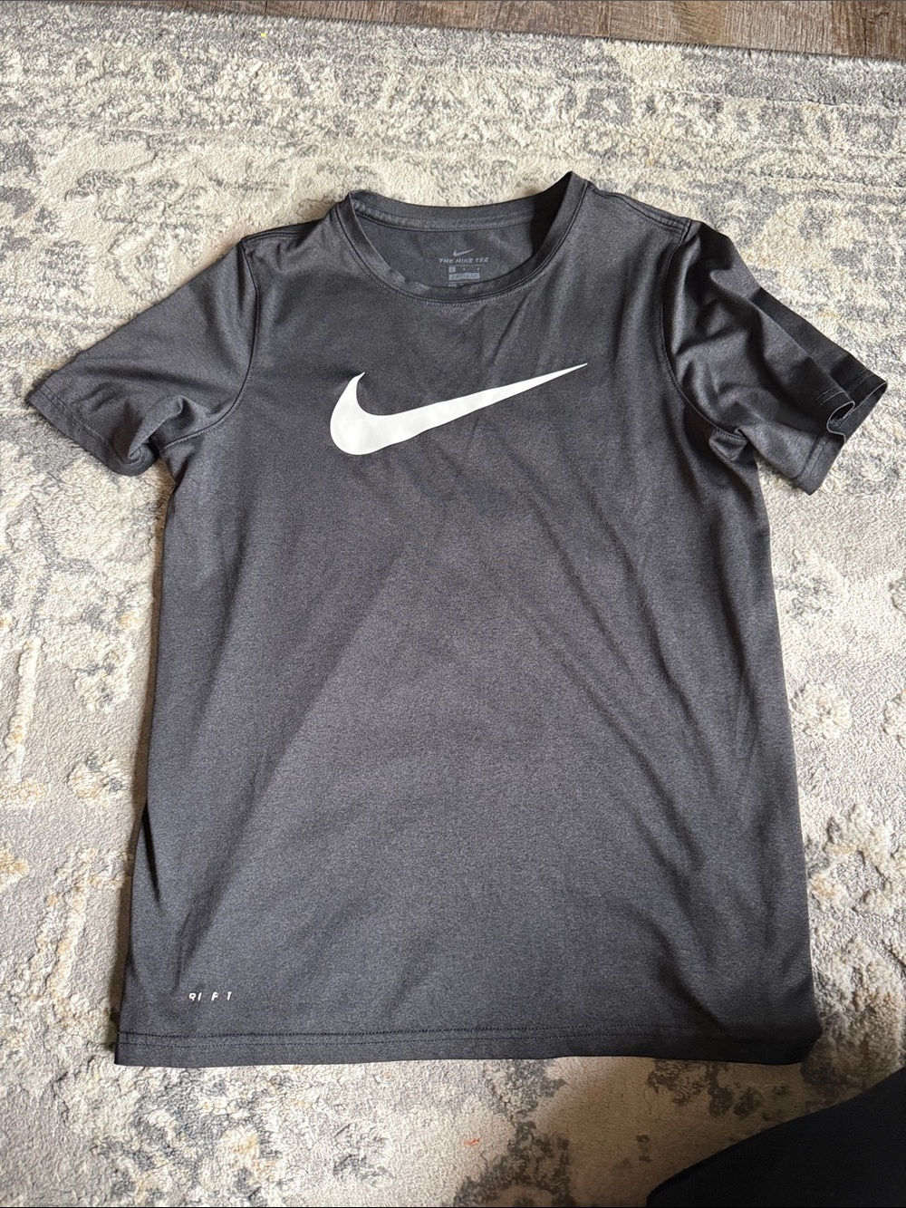 Nike Black Short-Sleeve Dri-FIT Tee with White Swoosh